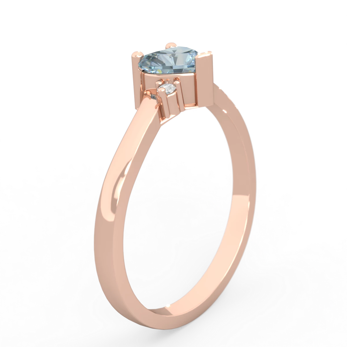 Aquamarine Delicate Heart 14K Rose Gold ring R0203
