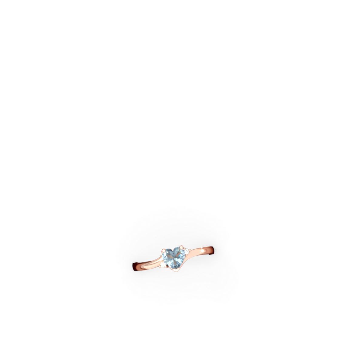 Aquamarine Delicate Heart 14K Rose Gold ring R0203