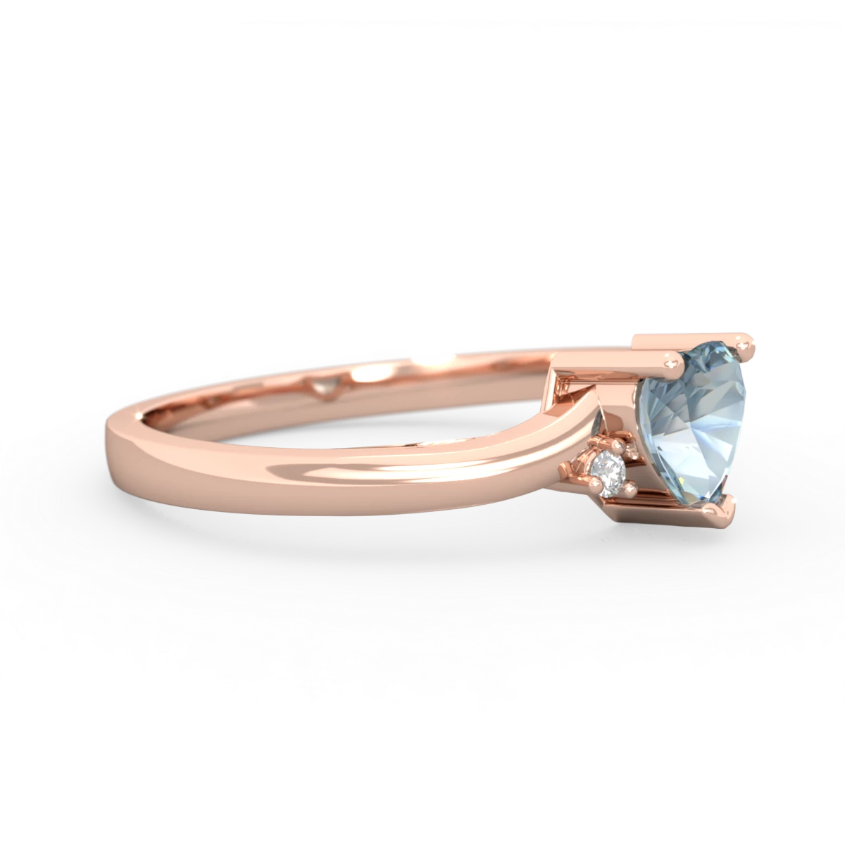 Aquamarine Delicate Heart 14K Rose Gold ring R0203