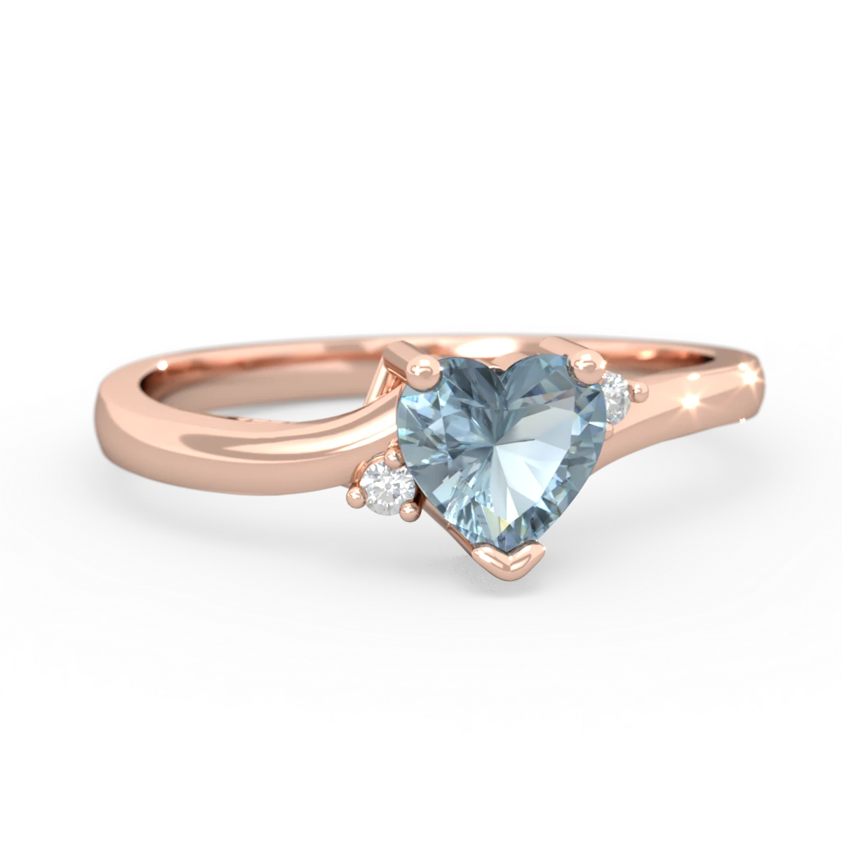 Aquamarine Delicate Heart 14K Rose Gold ring R0203