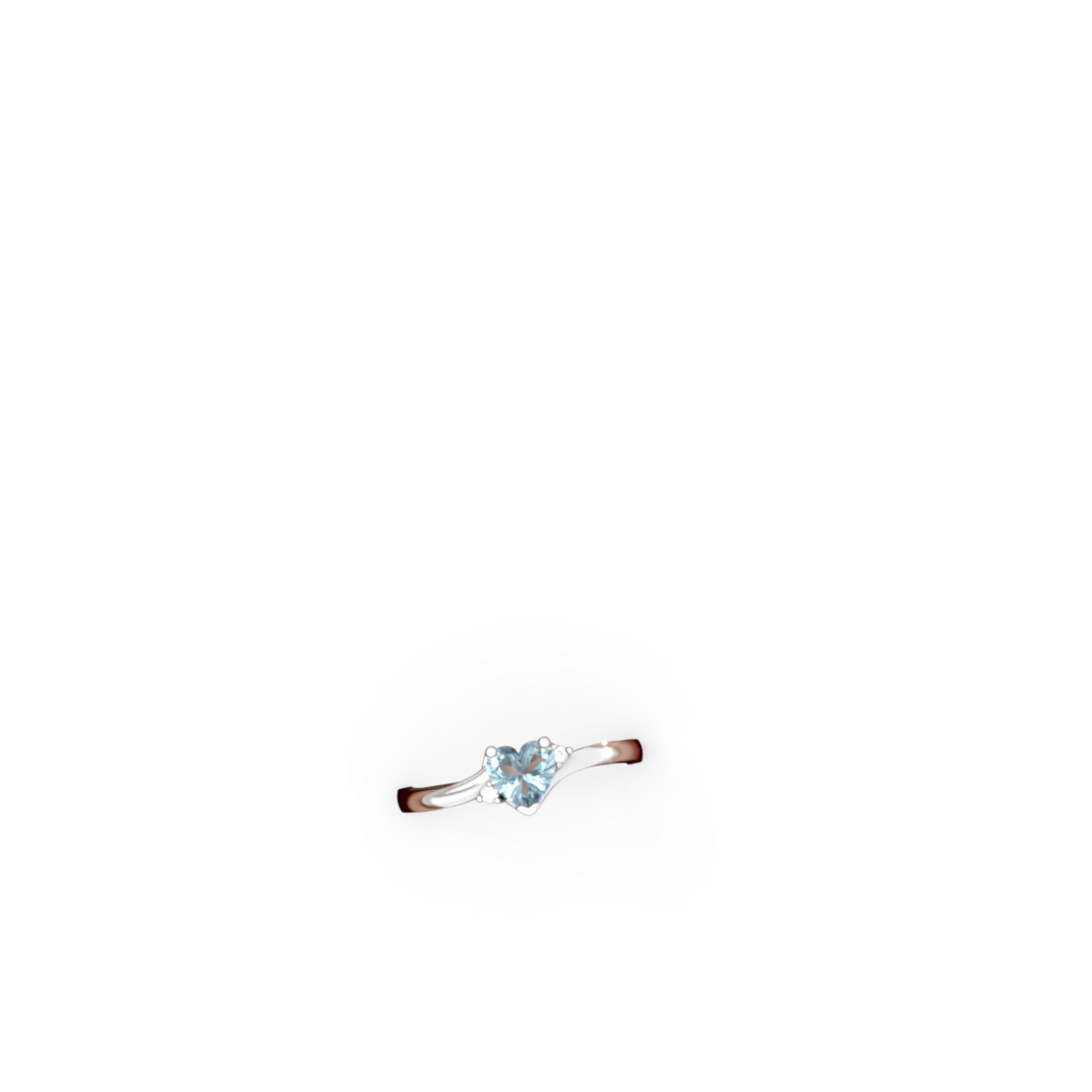 Aquamarine Delicate Heart 14K White Gold ring R0203