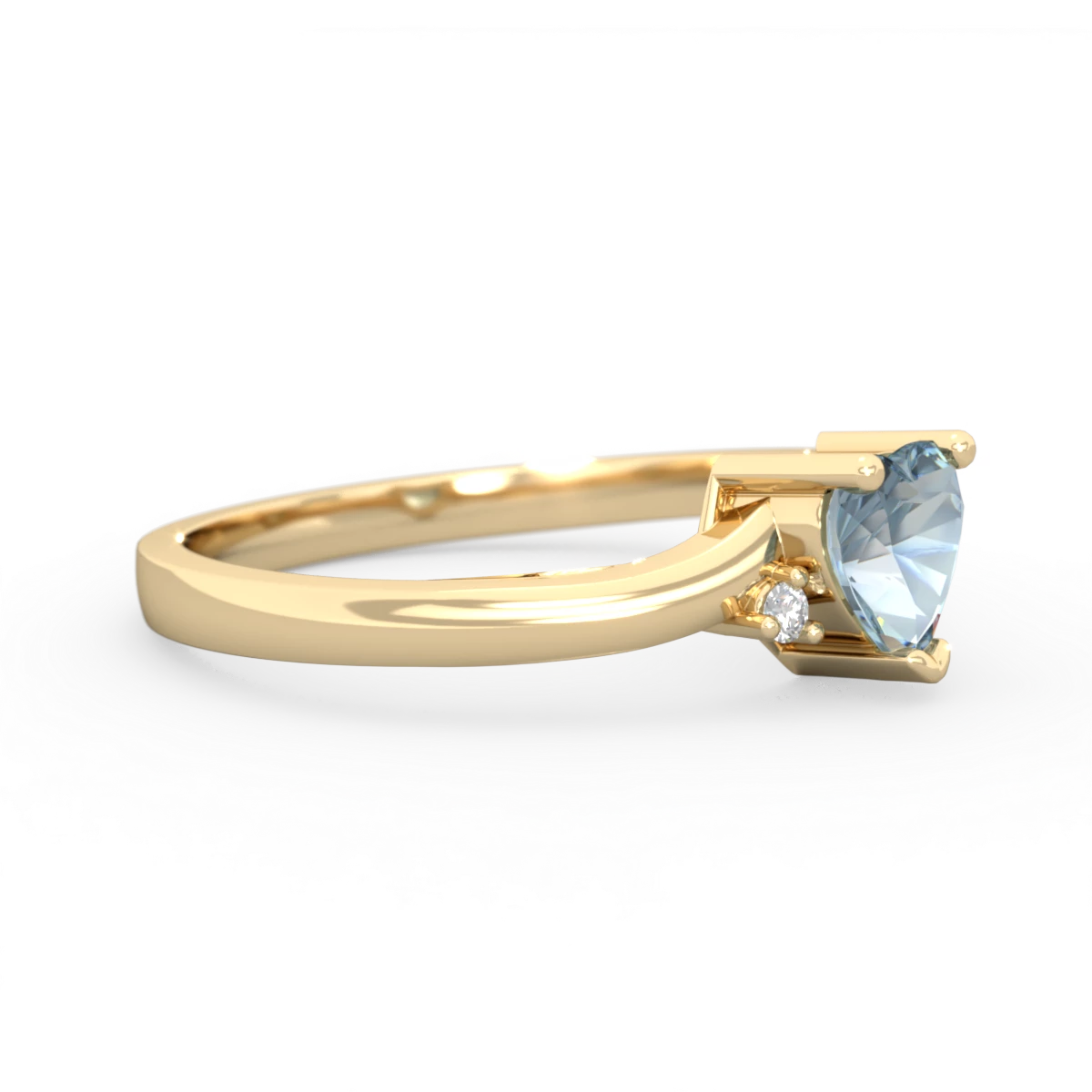 Aquamarine Delicate Heart 14K Yellow Gold ring R0203
