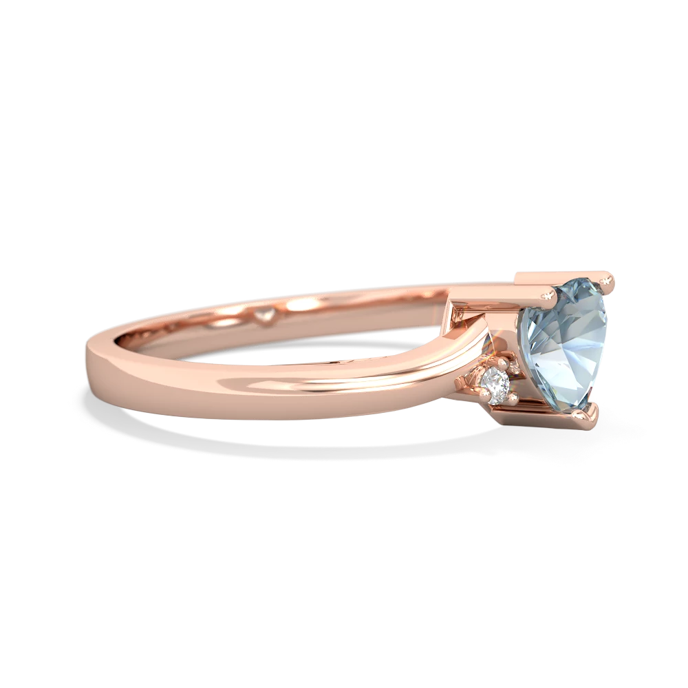 Aquamarine Delicate Heart 14K Rose Gold ring R0203