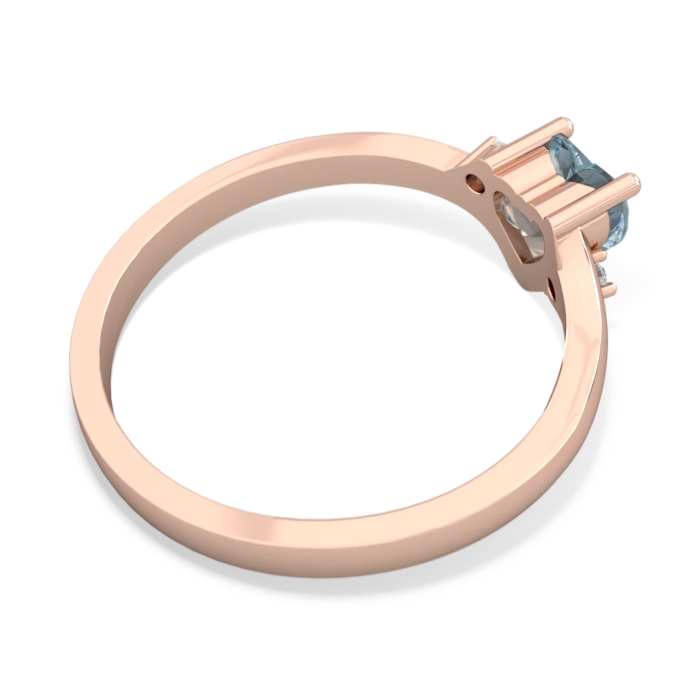 Aquamarine Delicate Heart 14K Rose Gold ring R0203