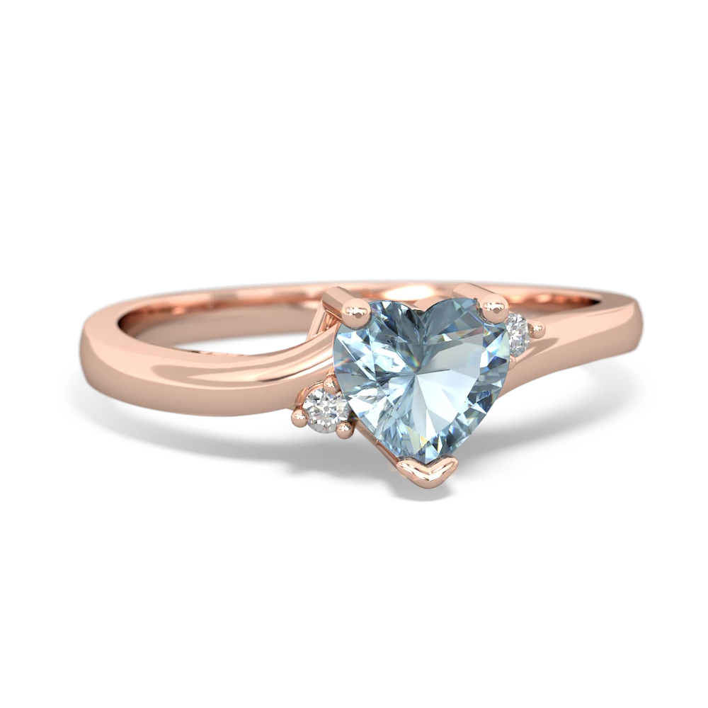 Aquamarine Delicate Heart 14K Rose Gold ring R0203