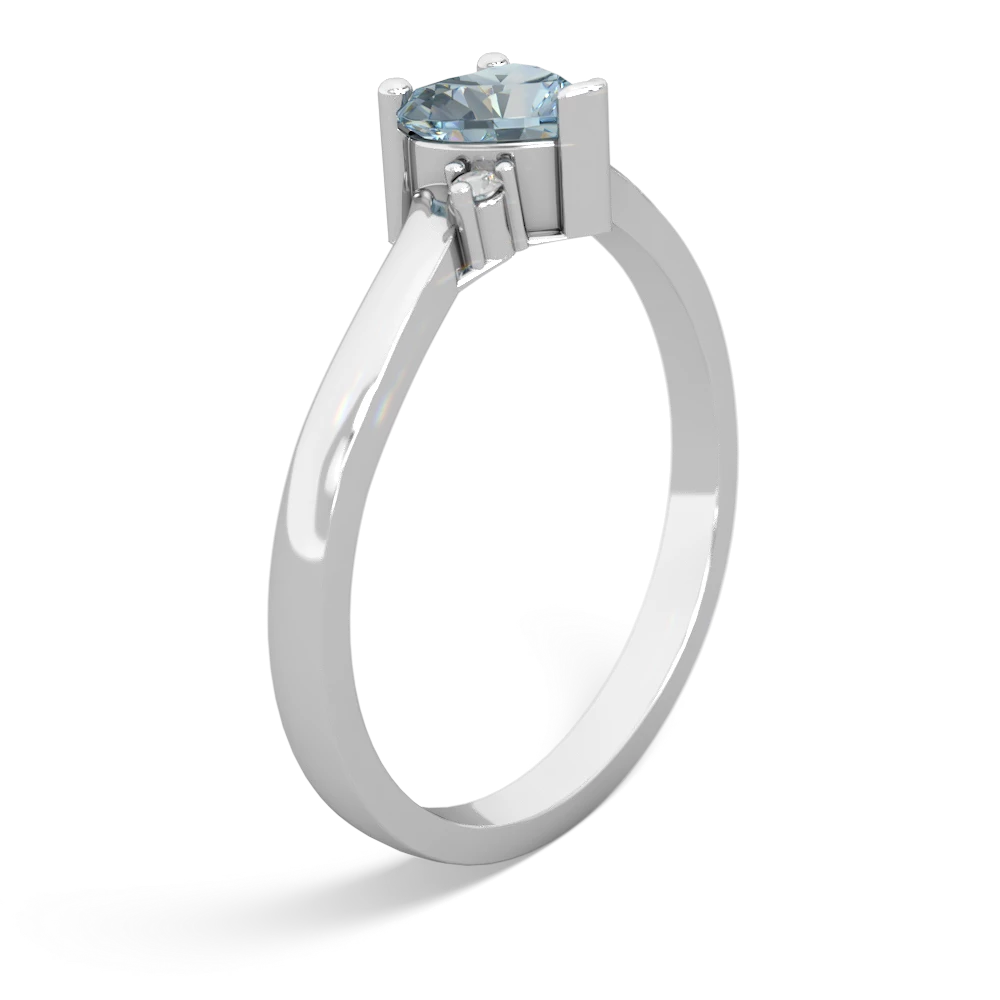 Aquamarine Delicate Heart 14K White Gold ring R0203