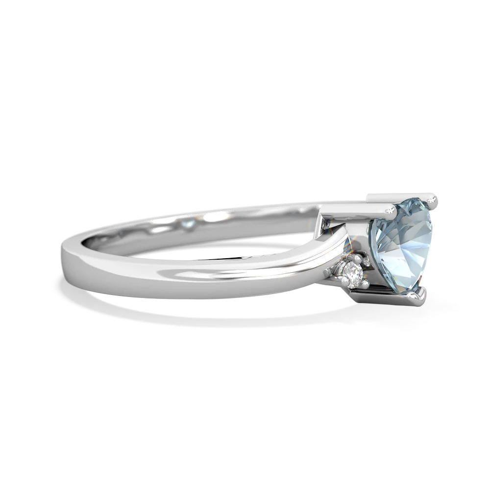 Aquamarine Delicate Heart 14K White Gold ring R0203