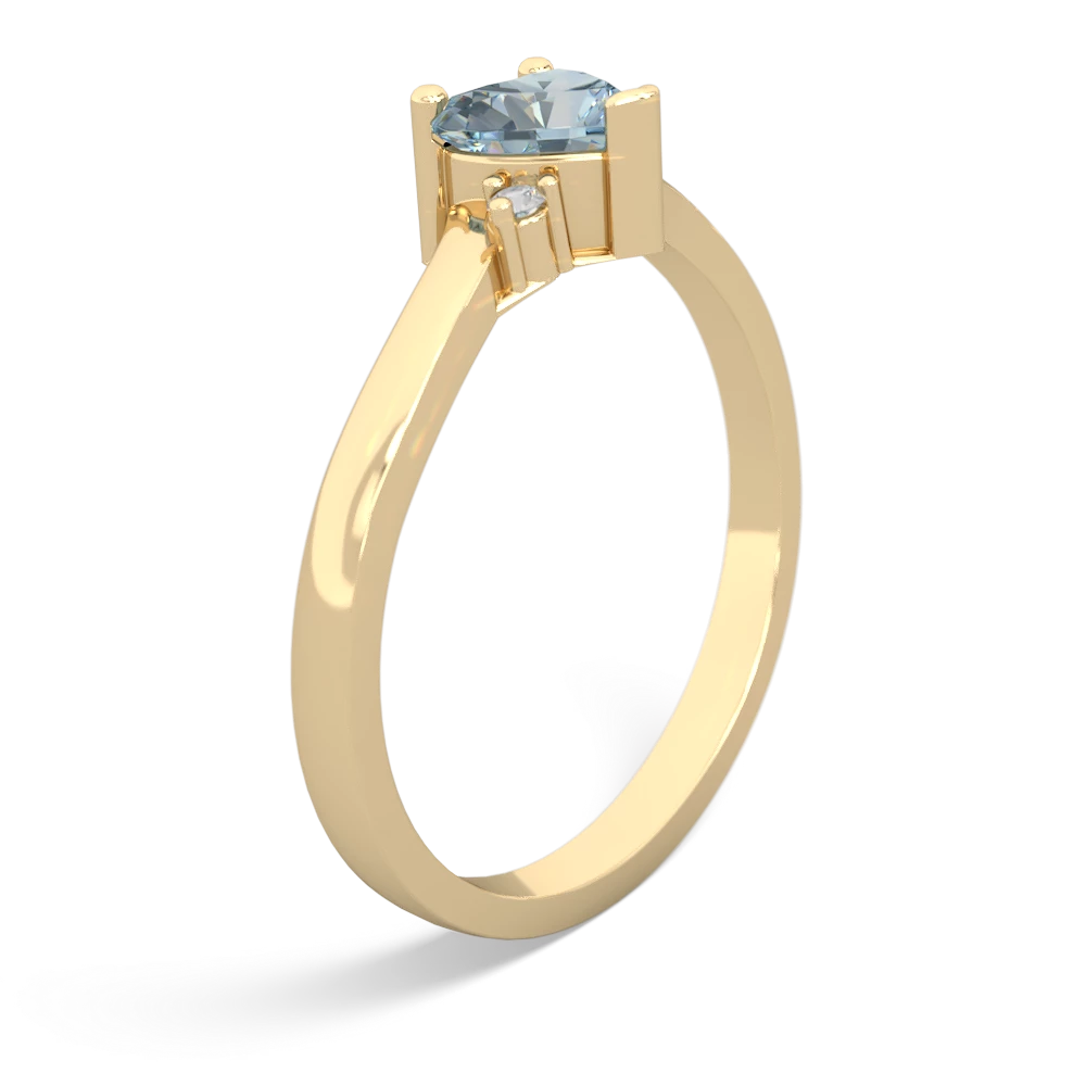 Aquamarine Delicate Heart 14K Yellow Gold ring R0203