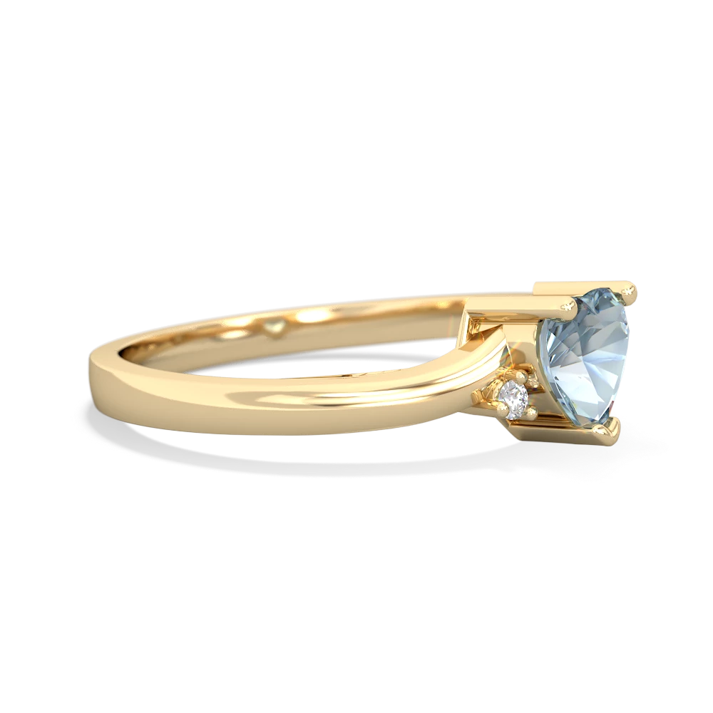 Aquamarine Delicate Heart 14K Yellow Gold ring R0203