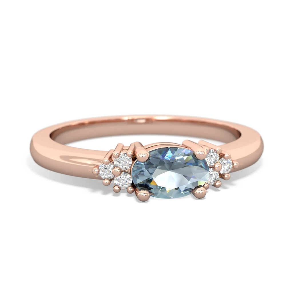 Aquamarine Simply Elegant East-West 14K Rose Gold ring R2480