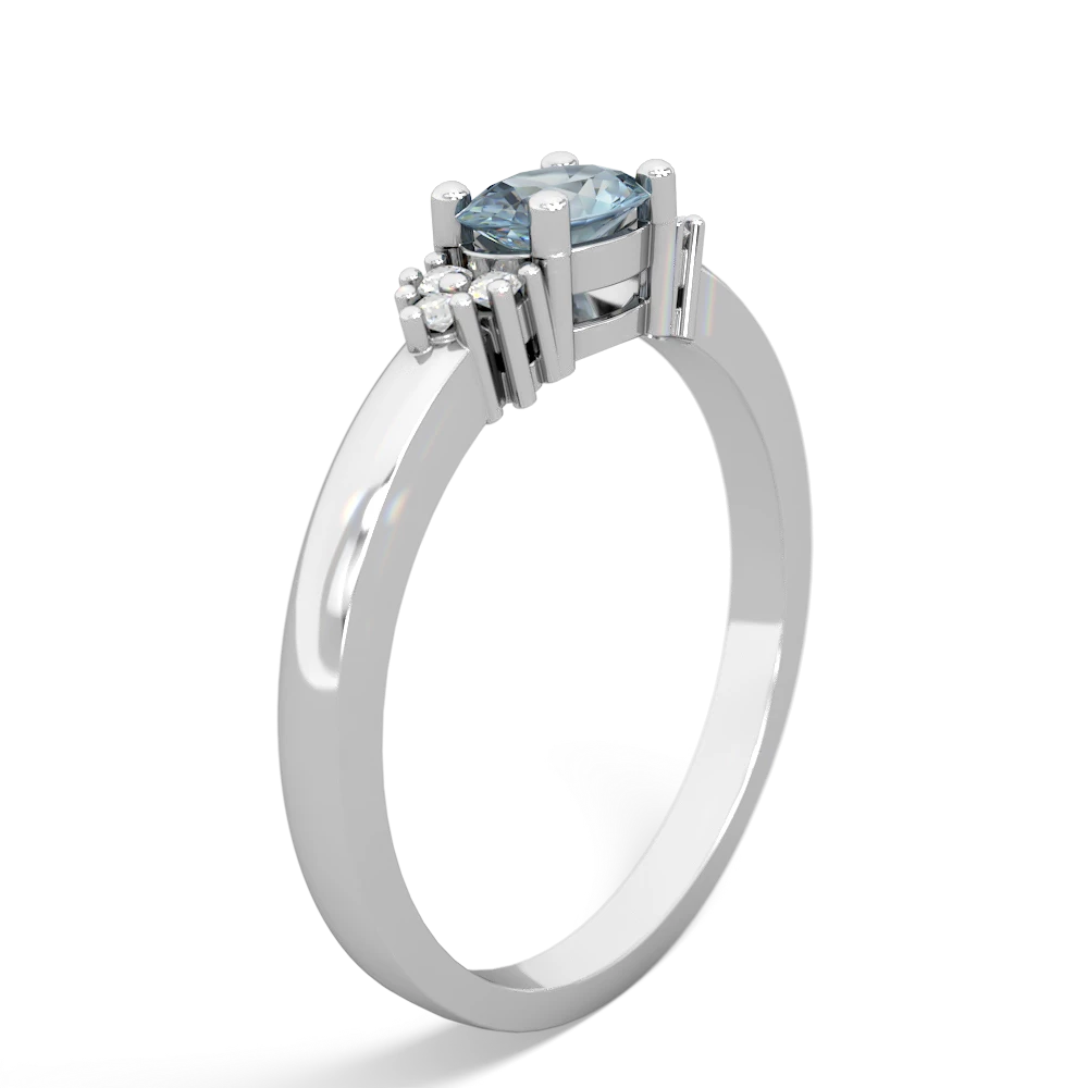 Aquamarine Simply Elegant East-West 14K White Gold ring R2480