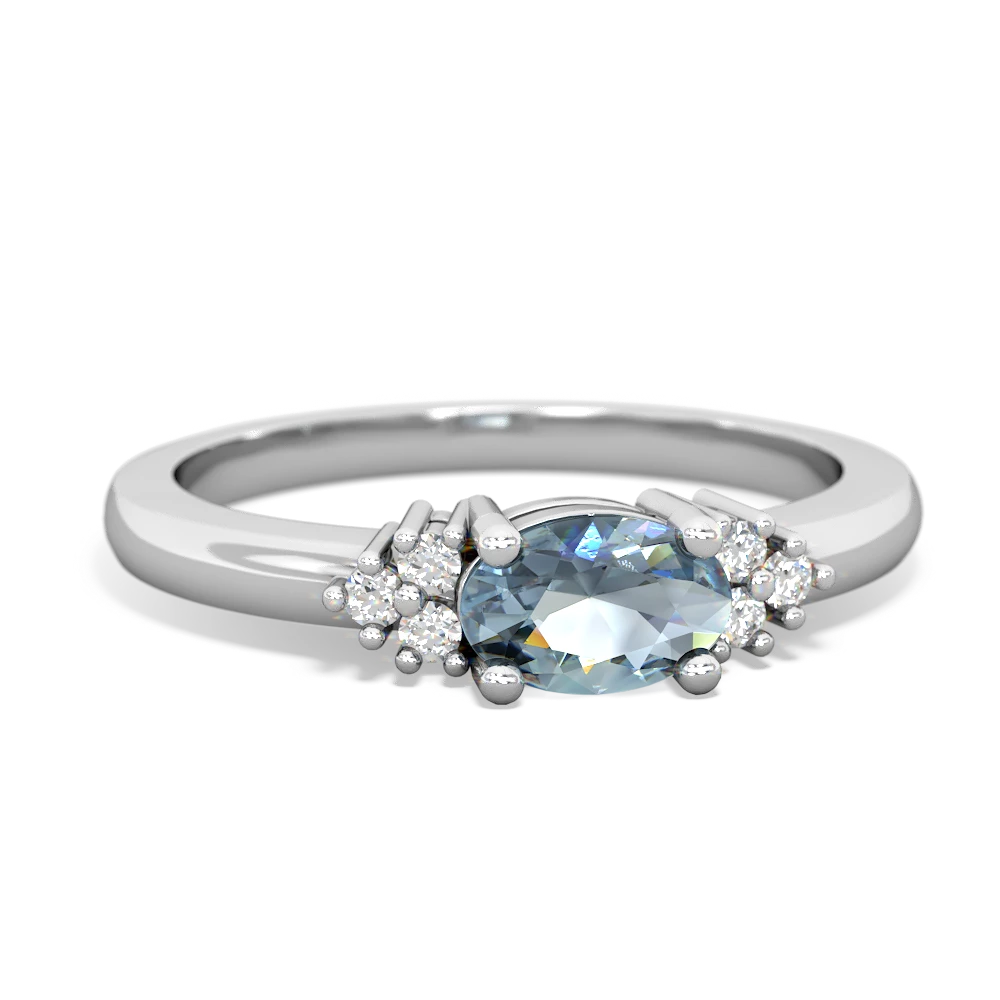 Aquamarine Simply Elegant East-West 14K White Gold ring R2480