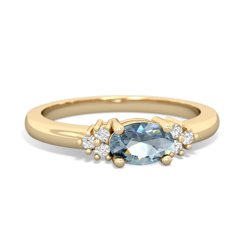 Aquamarine Simply Elegant East-West 14K Yellow Gold ring R2480