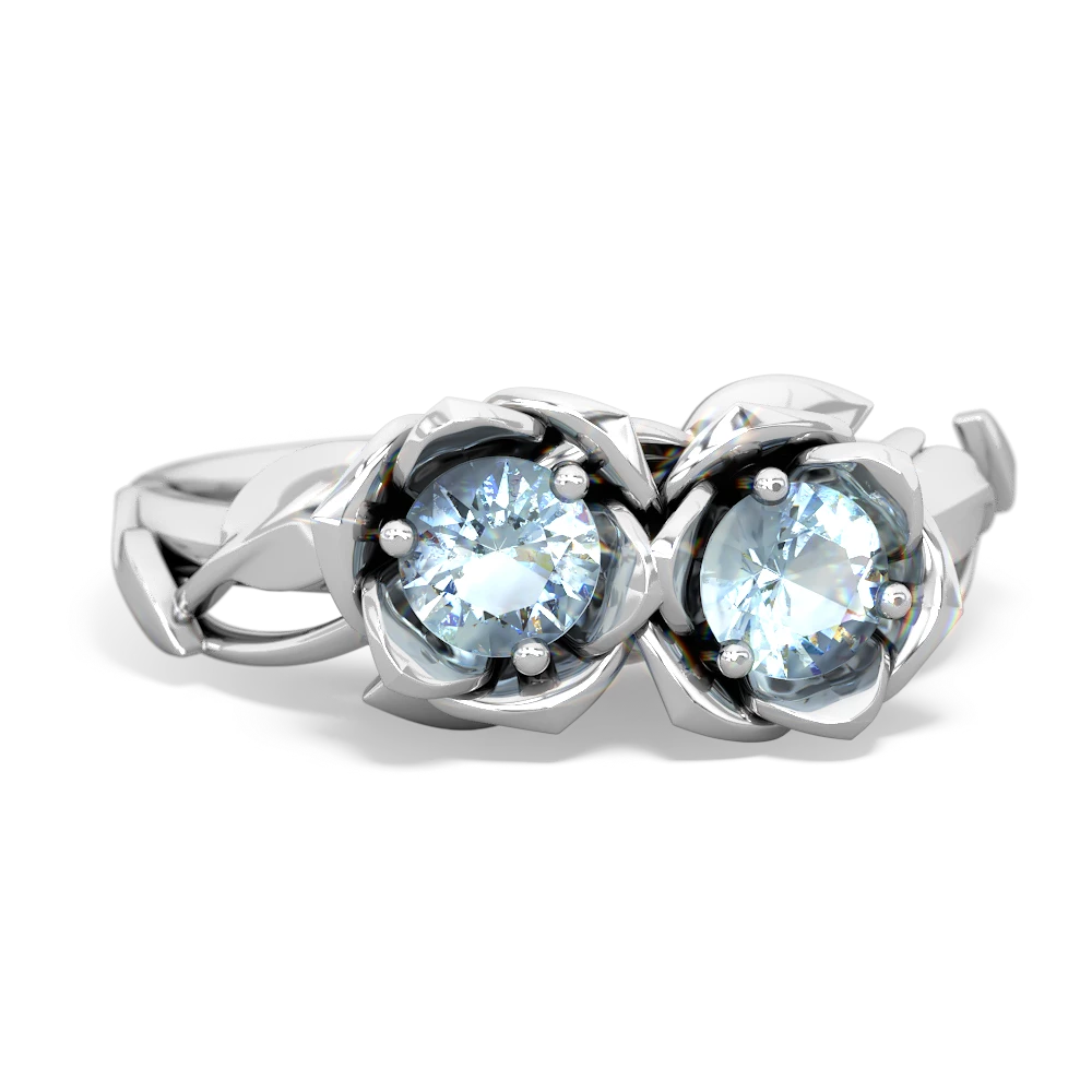 Aquamarine Rose Garden 14K White Gold ring R5510