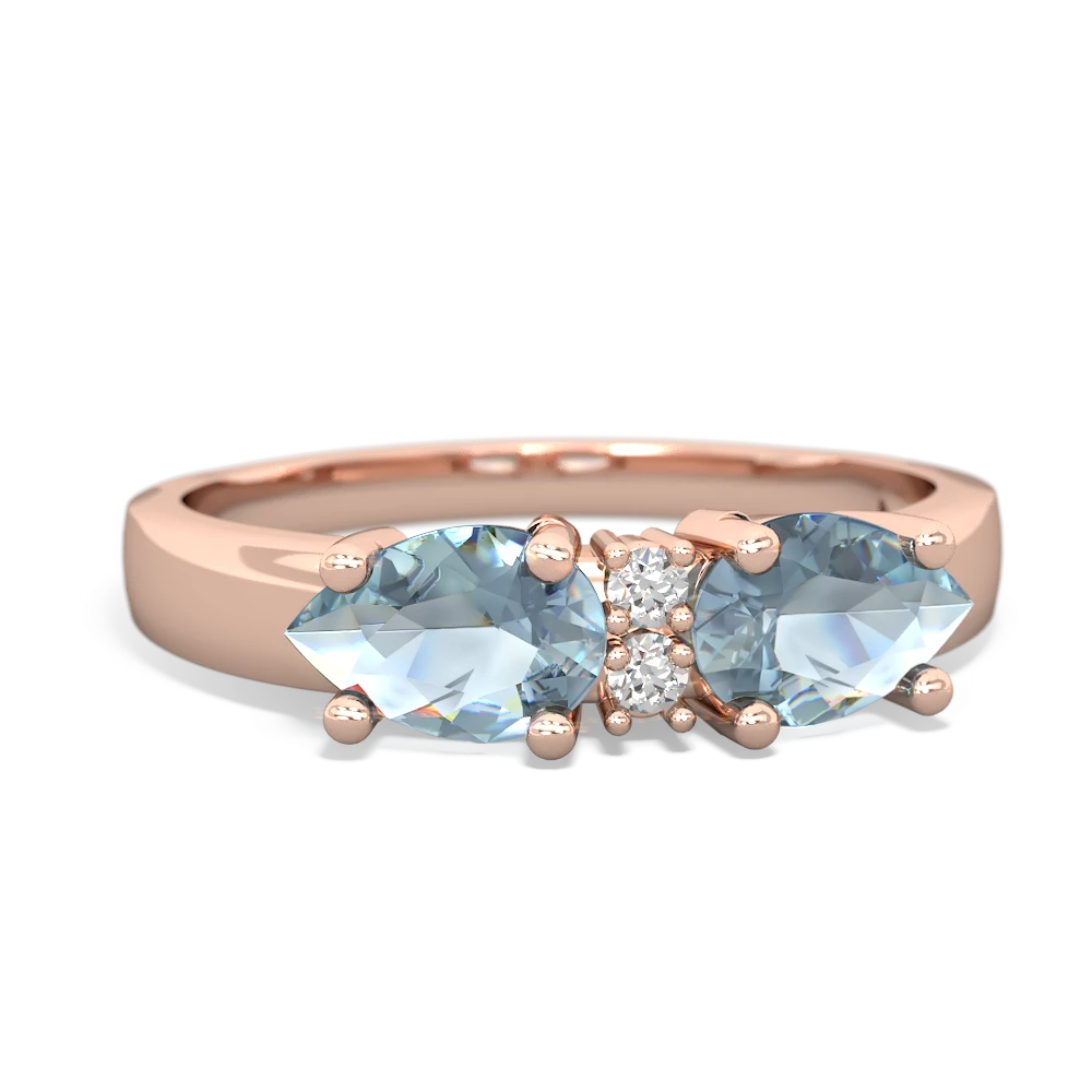 Aquamarine Pear Bowtie 14K Rose Gold ring R0865