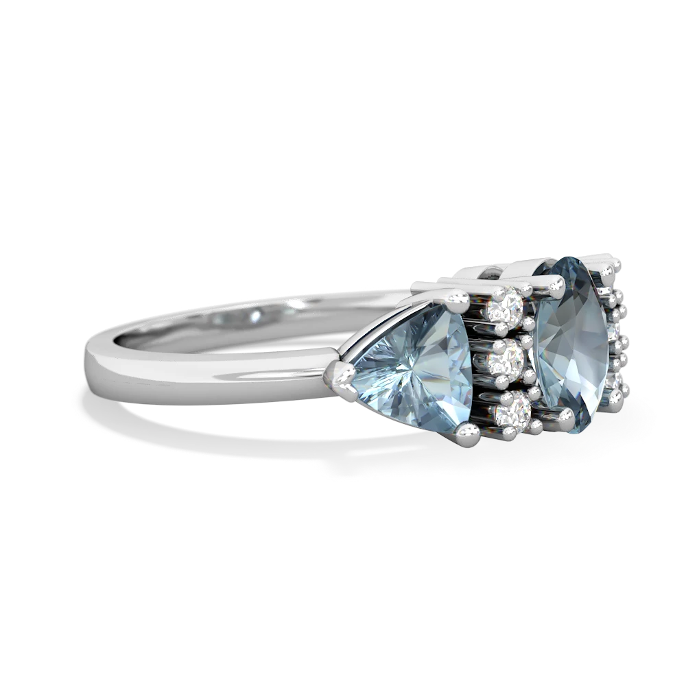 Aquamarine Antique Style Three Stone 14K White Gold ring R2186