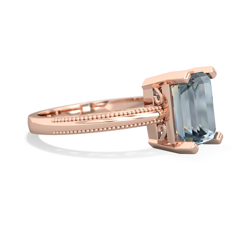 Aquamarine Milgrain Scroll 14K Rose Gold ring R2338