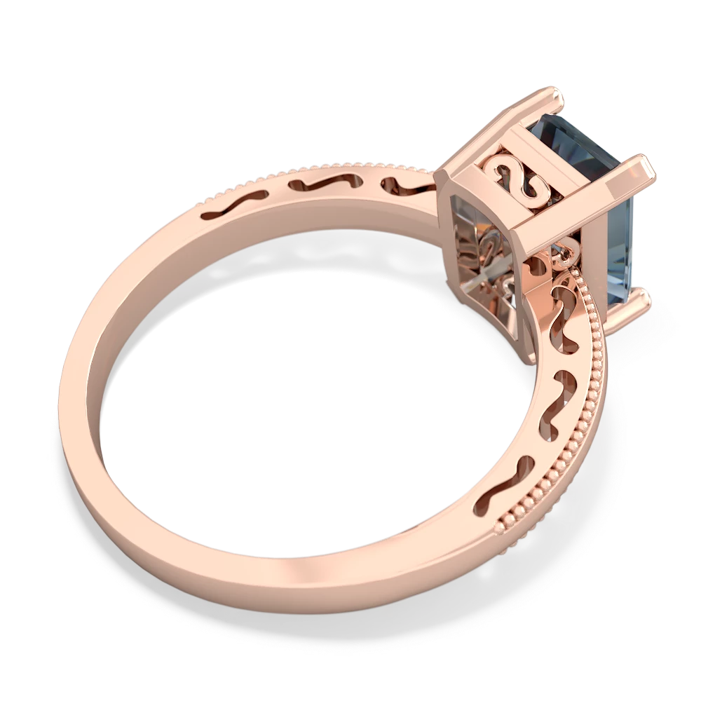 Aquamarine Milgrain Scroll 14K Rose Gold ring R2338