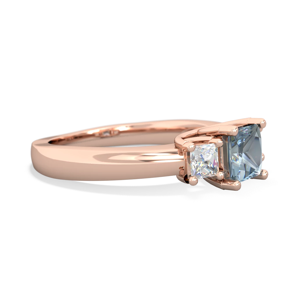 Aquamarine Three Stone Trellis 14K Rose Gold ring R4015