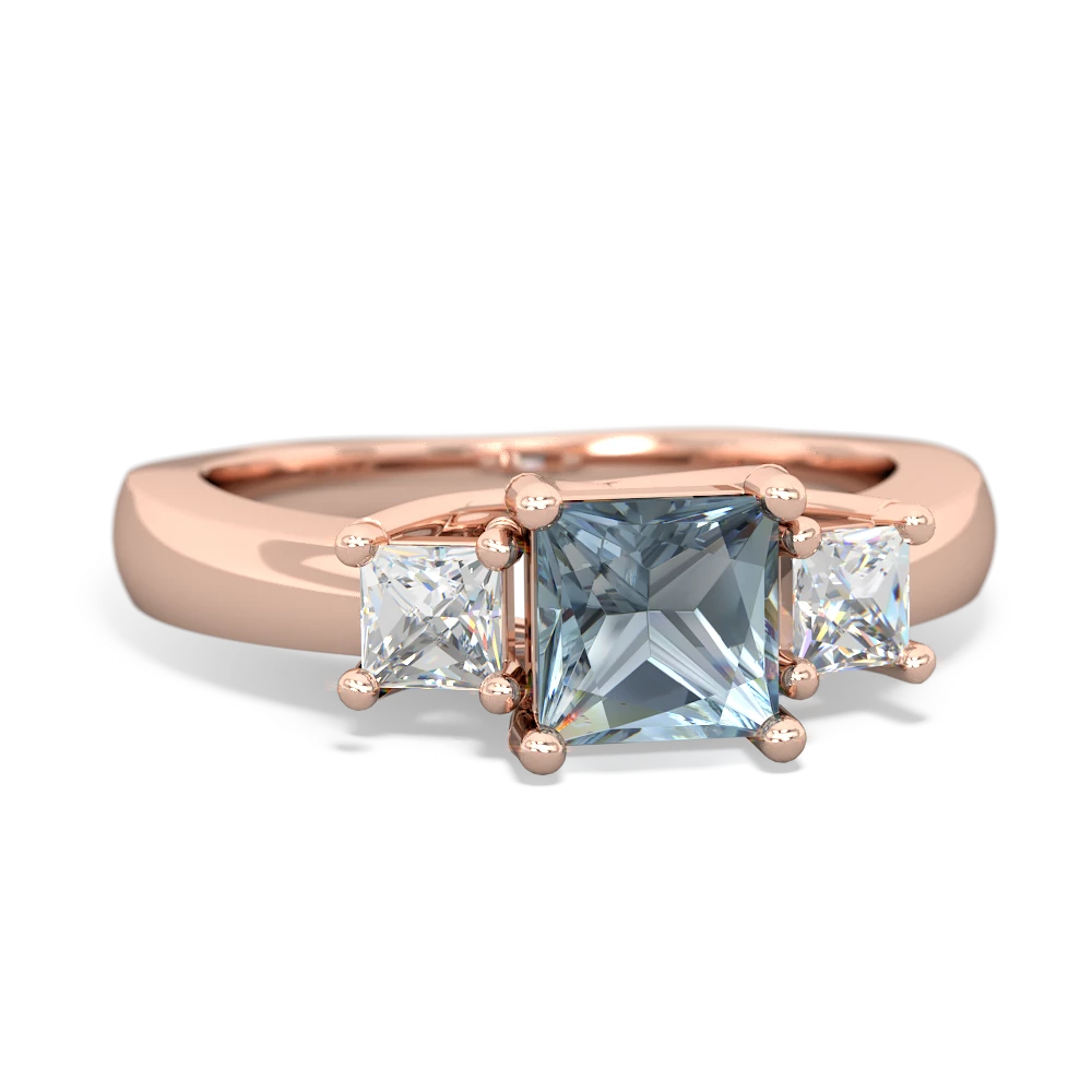 Aquamarine Three Stone Trellis 14K Rose Gold ring R4015