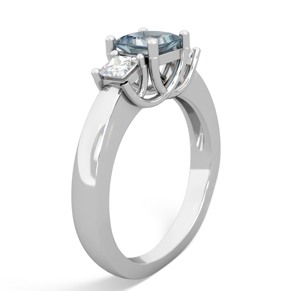 Aquamarine Three Stone Trellis 14K White Gold ring R4015