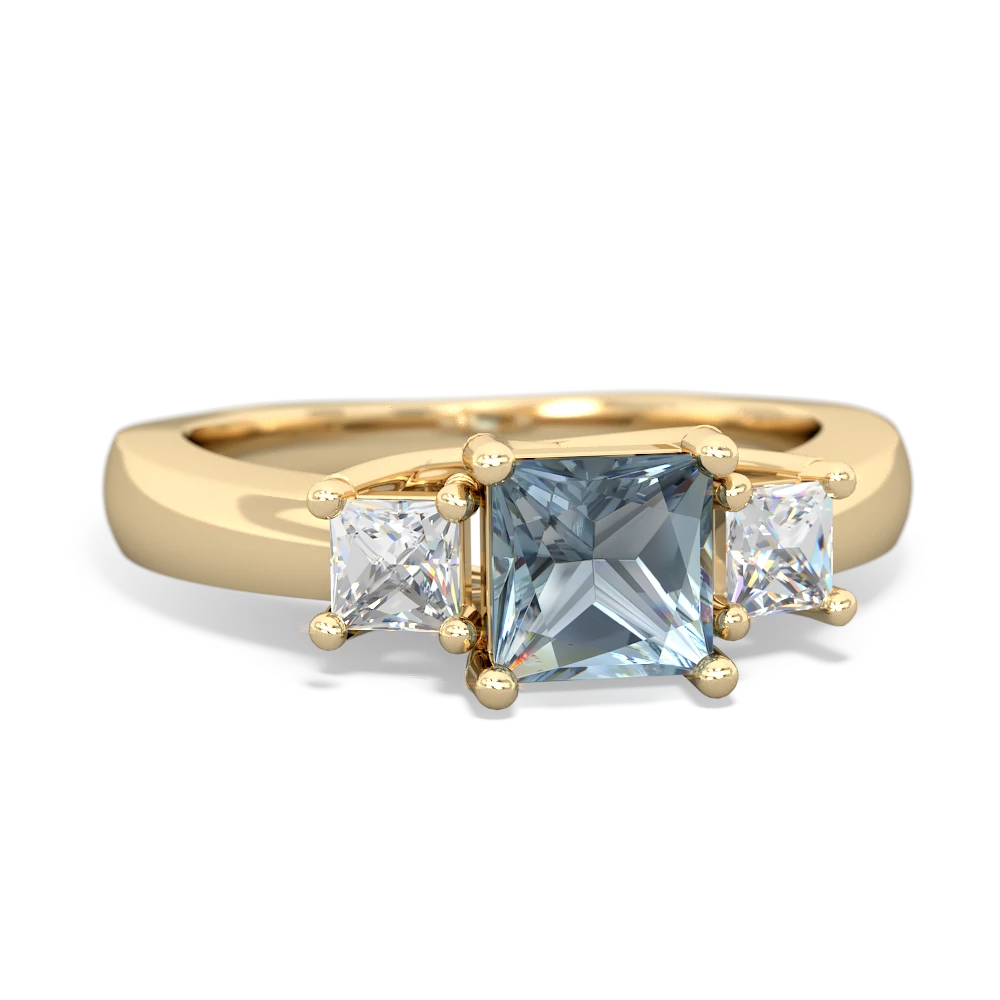 Aquamarine Three Stone Trellis 14K Yellow Gold ring R4015