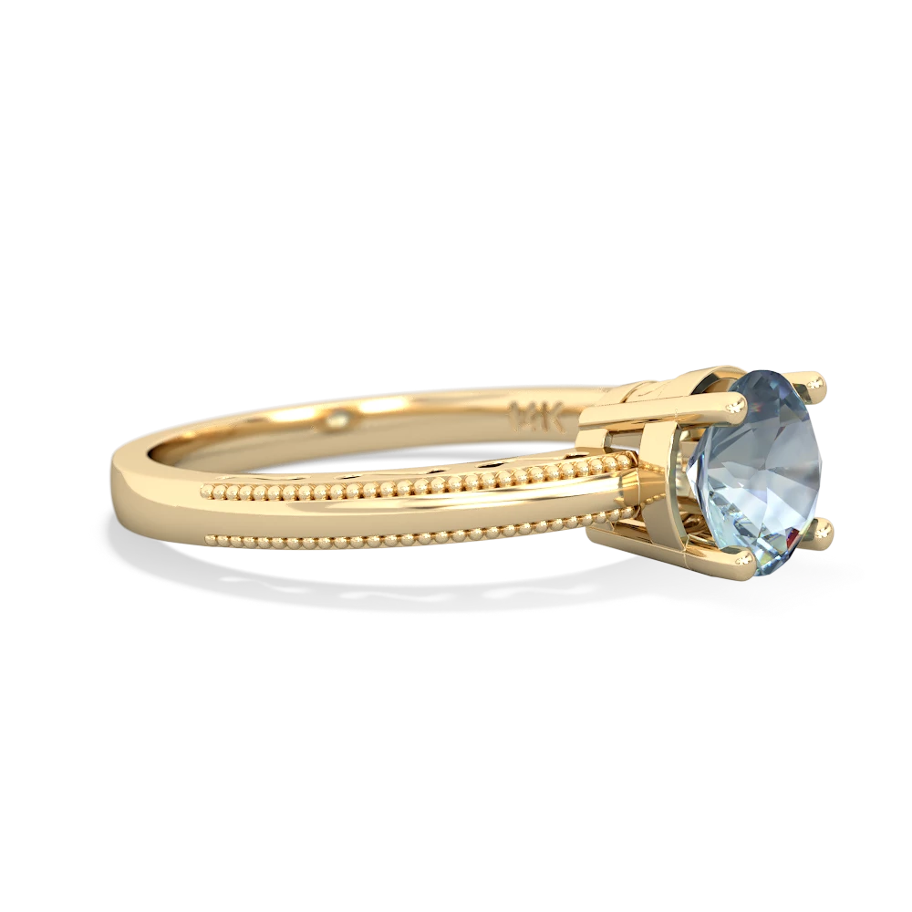 Aquamarine Milgrain Filigree 14K Yellow Gold ring R5090