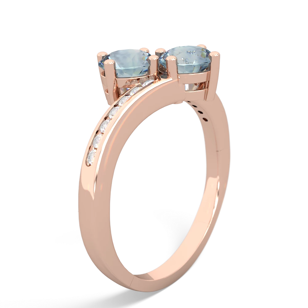 Aquamarine Channel Set Two Stone 14K Rose Gold ring R5303