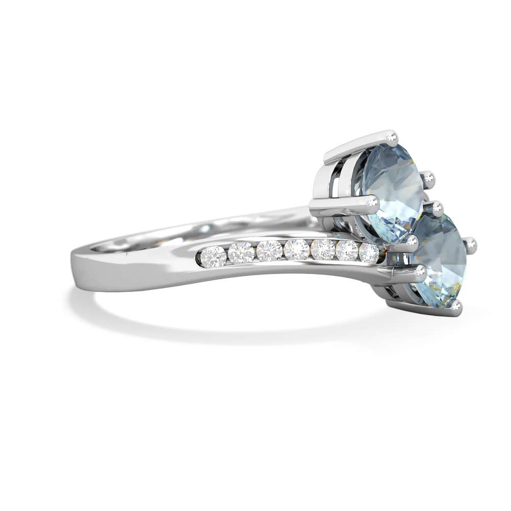 Aquamarine Channel Set Two Stone 14K White Gold ring R5303