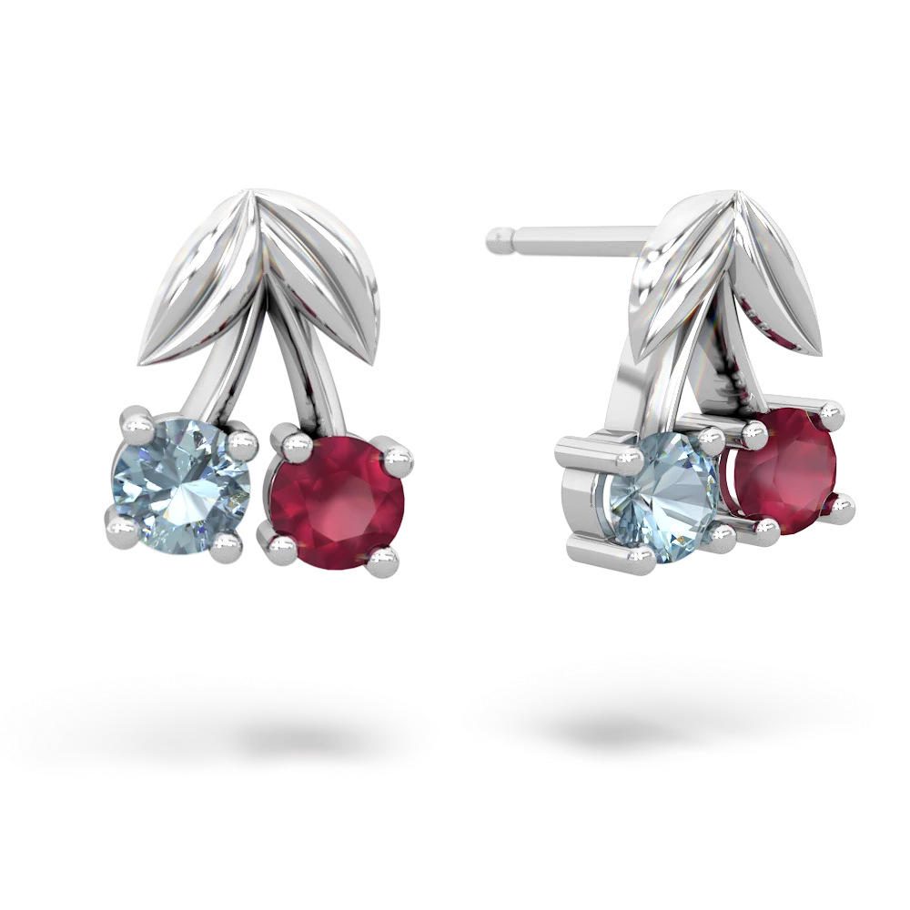 Aquamarine Sweet Cherries 14K White Gold earrings E7001