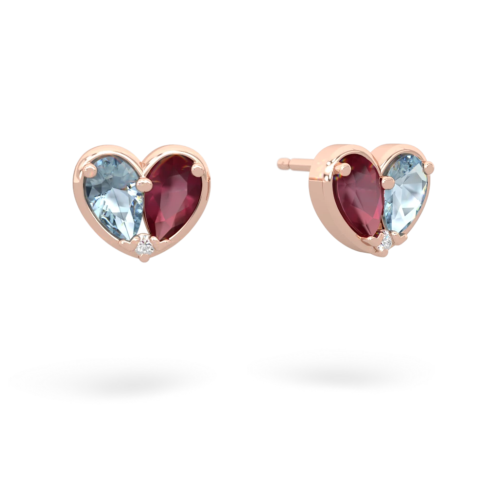 Aquamarine 'Our Heart' 14K Rose Gold earrings E5072