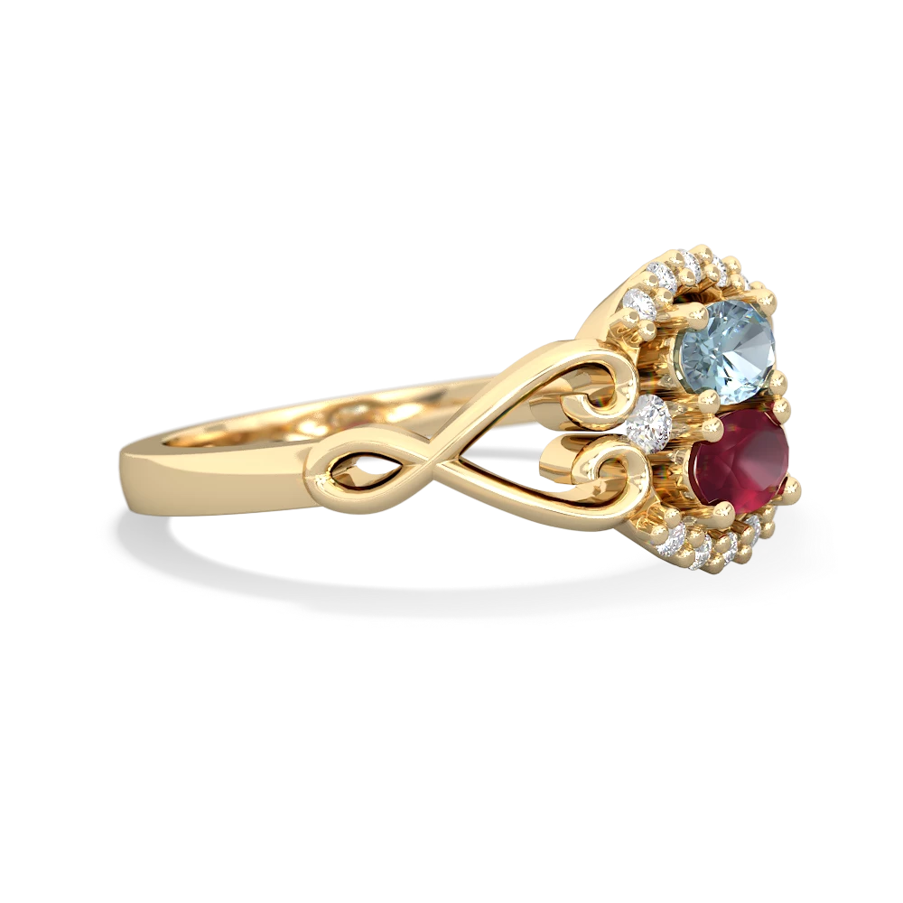 Aquamarine Love Nest 14K Yellow Gold ring R5860