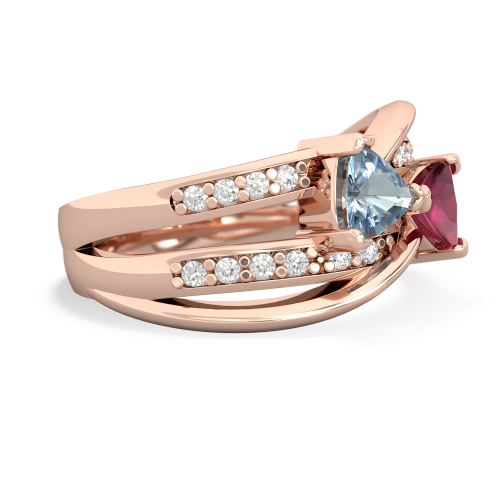 Aquamarine Bowtie 14K Rose Gold ring R2360