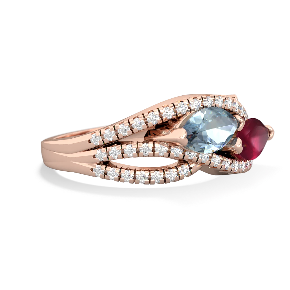 Aquamarine Diamond Rivers 14K Rose Gold ring R3070