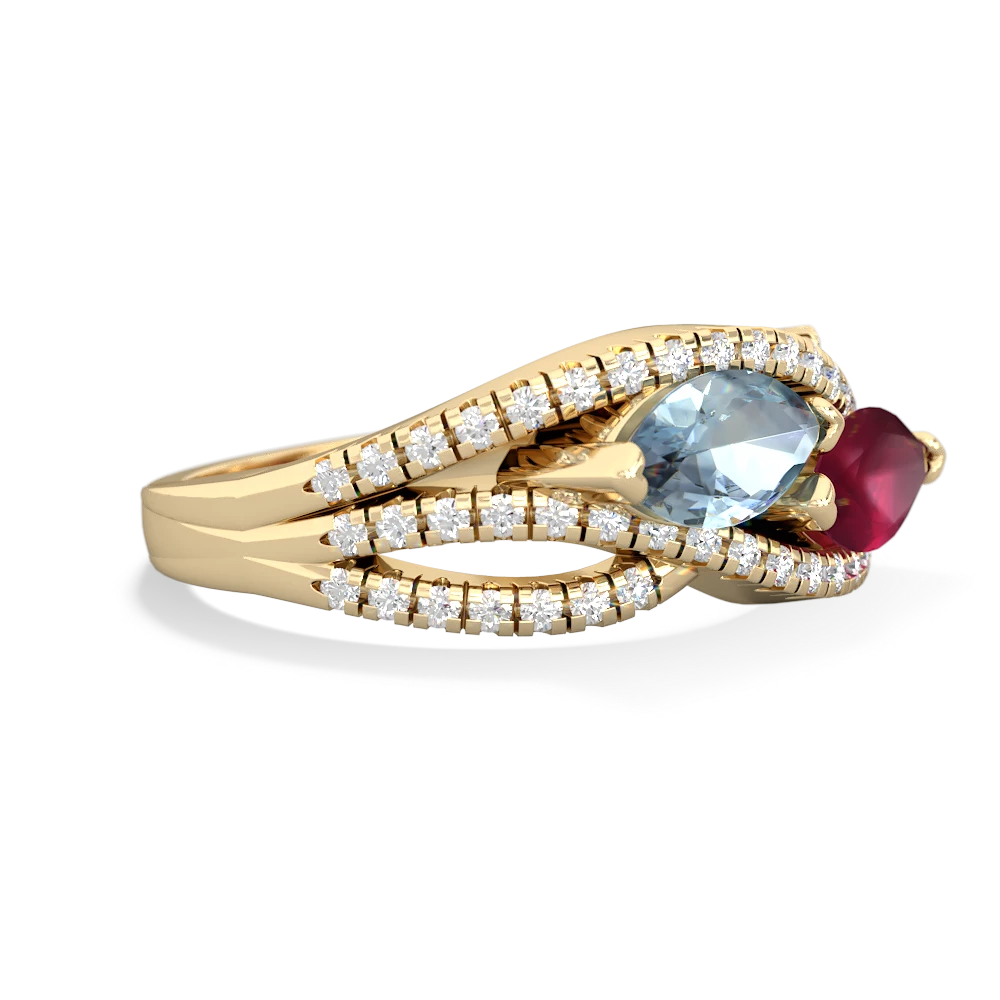 Aquamarine Diamond Rivers 14K Yellow Gold ring R3070