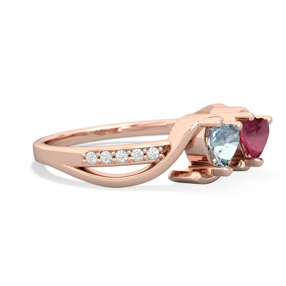 Aquamarine Side By Side 14K Rose Gold ring R3090