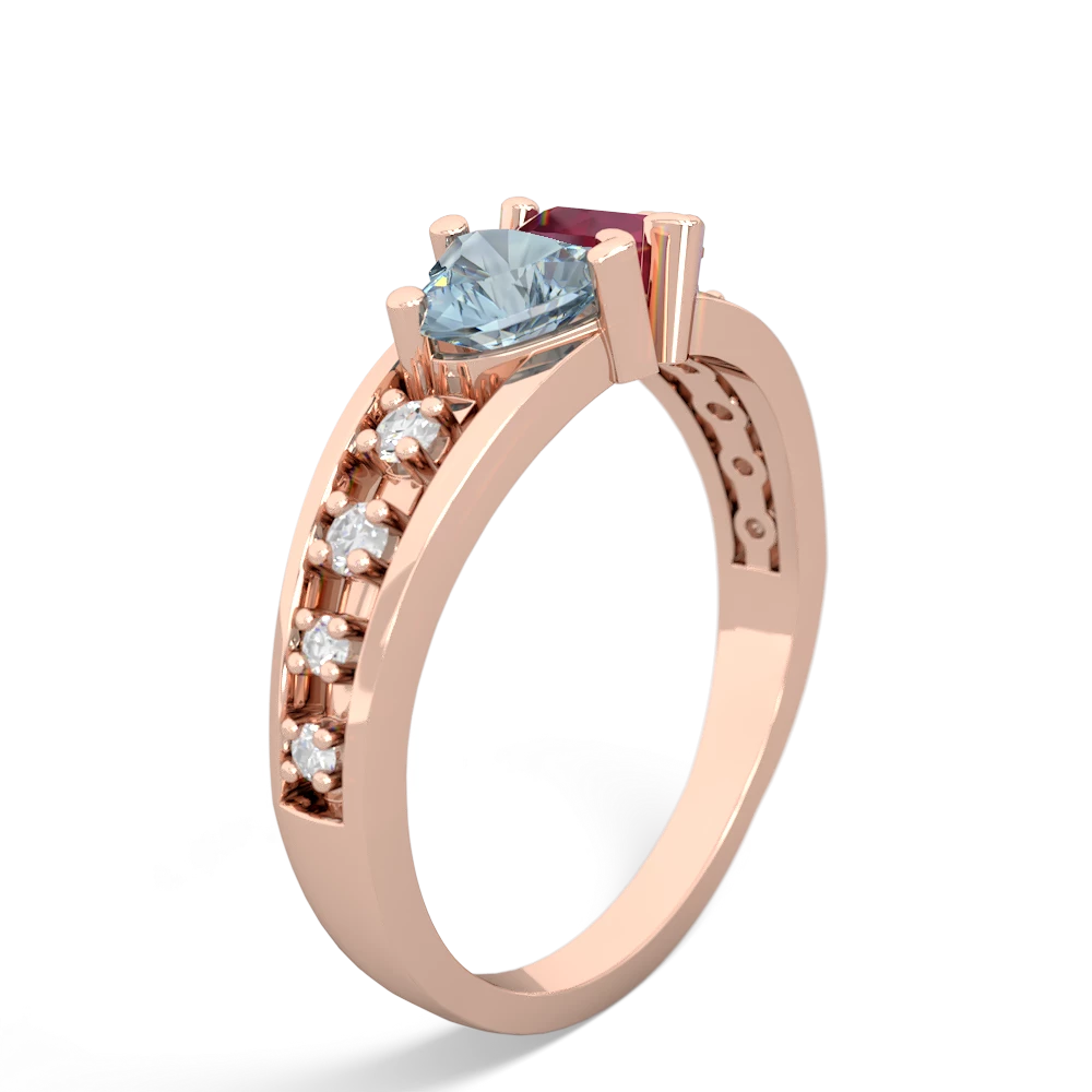 Aquamarine Heart To Heart 14K Rose Gold ring R3342