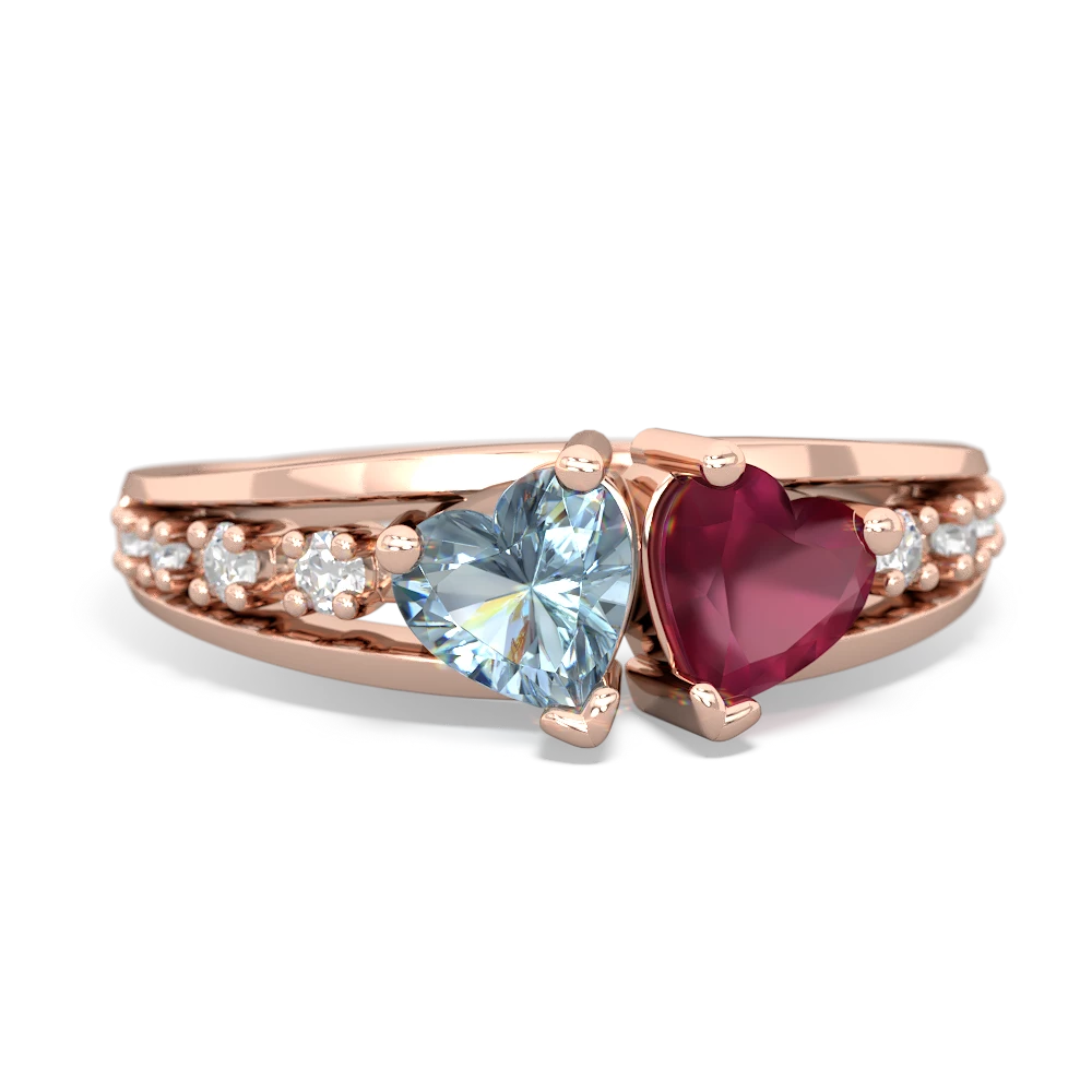Aquamarine Heart To Heart 14K Rose Gold ring R3342