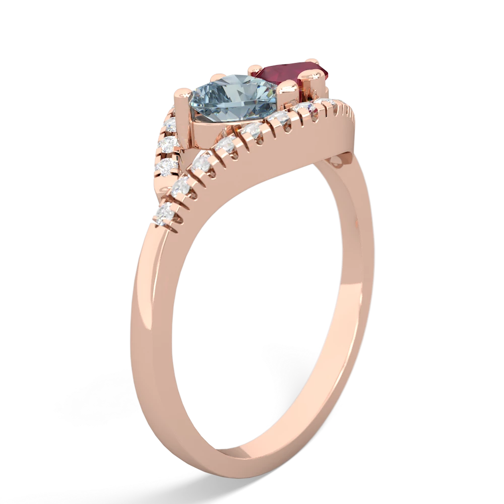 Aquamarine Mother And Child 14K Rose Gold ring R3010