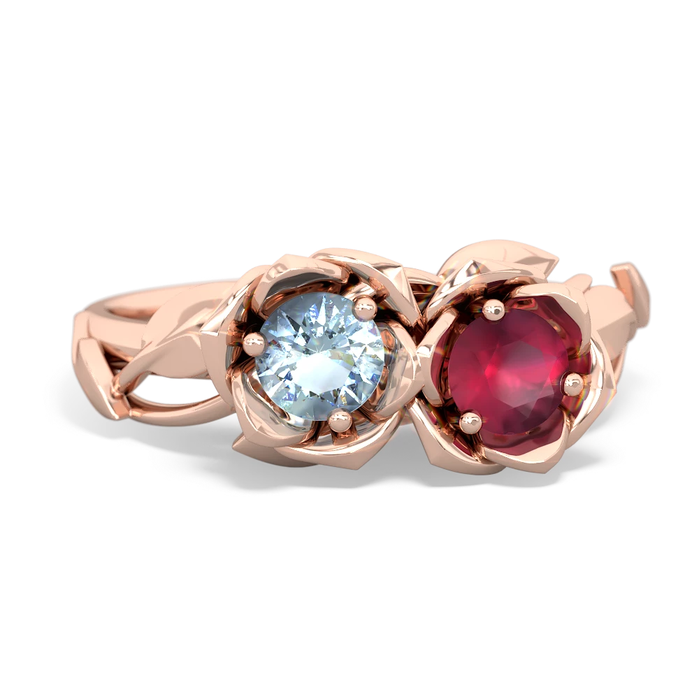 Aquamarine Rose Garden 14K Rose Gold ring R5510