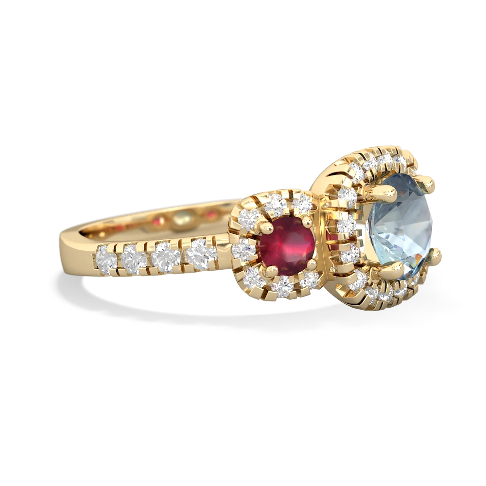 Aquamarine Regal Halo 14K Yellow Gold ring R5350