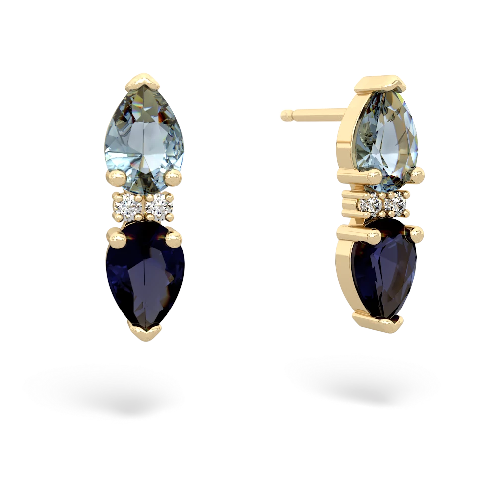 Aquamarine Bowtie Drop 14K Yellow Gold earrings E0865