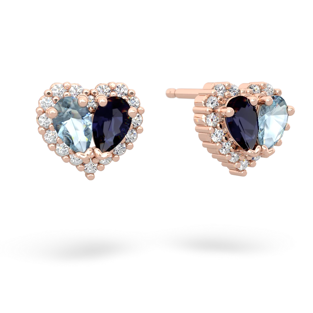Aquamarine Halo 14K Rose Gold earrings E7008