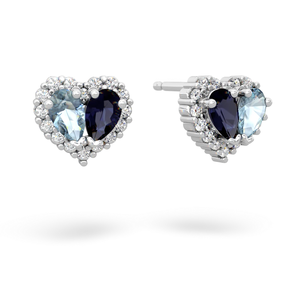 Aquamarine Halo 14K White Gold earrings E7008