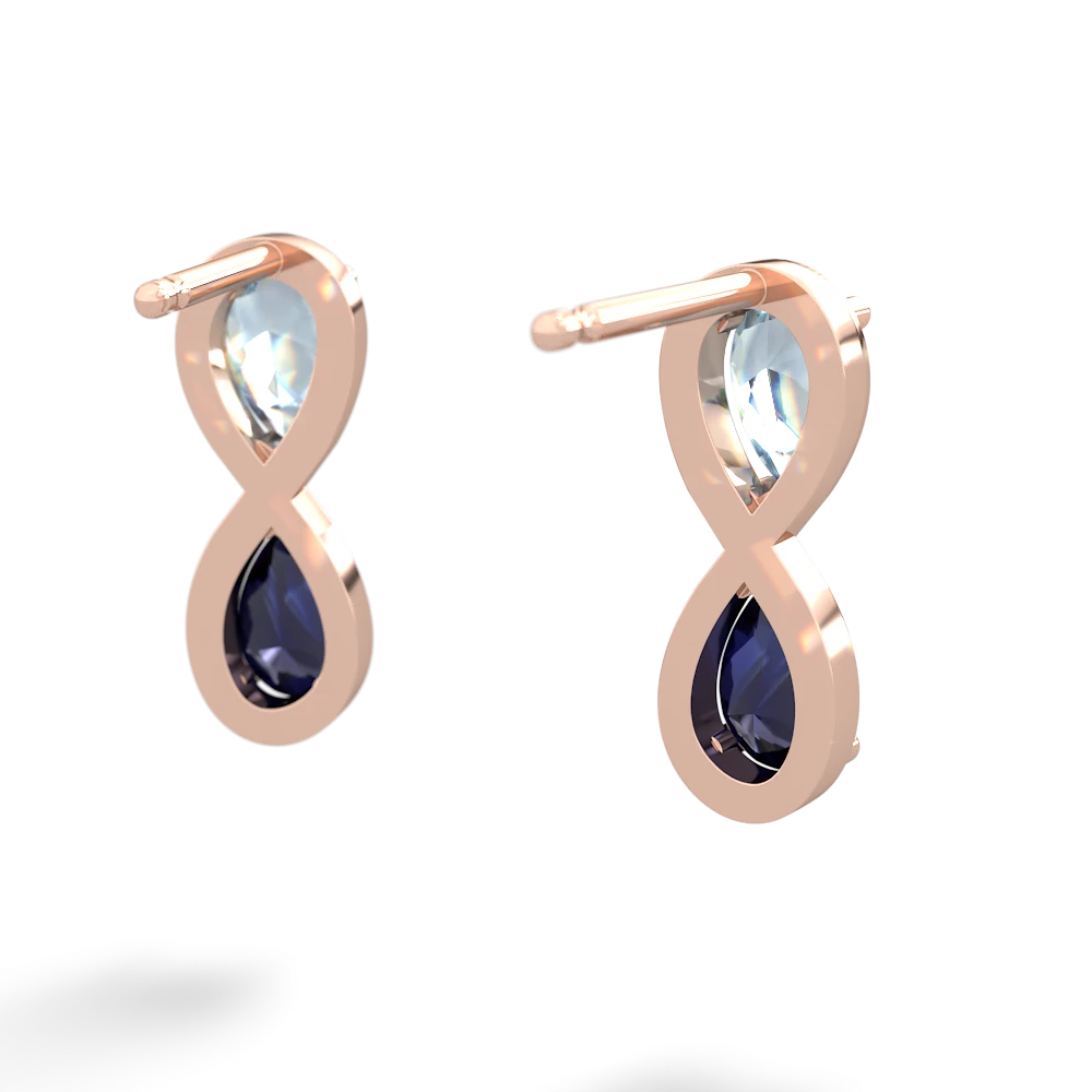 Aquamarine Infinity 14K Rose Gold earrings E5050