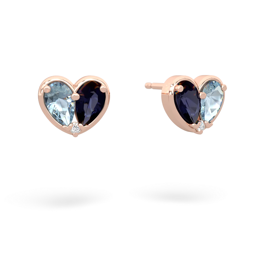 Aquamarine 'Our Heart' 14K Rose Gold earrings E5072