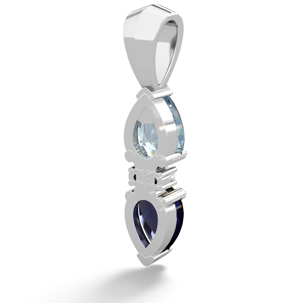 Aquamarine Bowtie Drop 14K White Gold pendant P0865