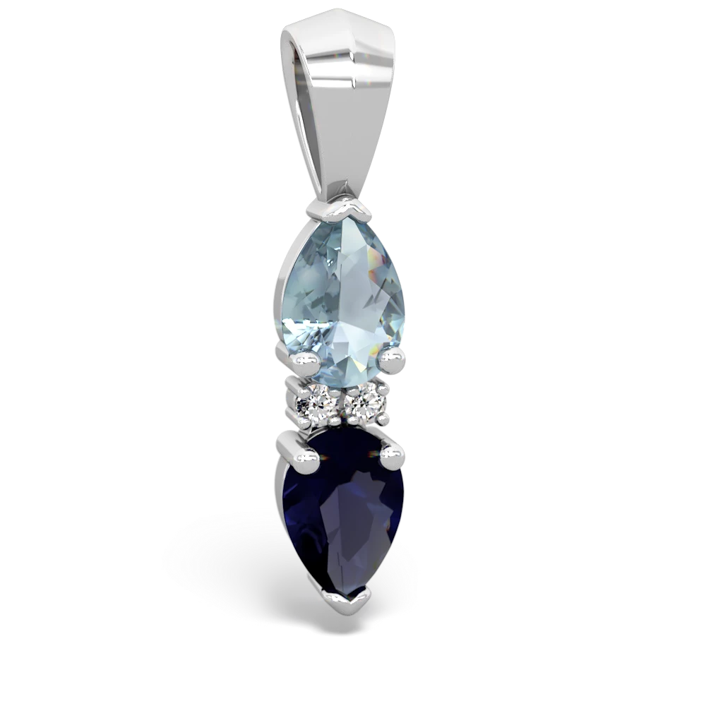 Aquamarine Bowtie Drop 14K White Gold pendant P0865