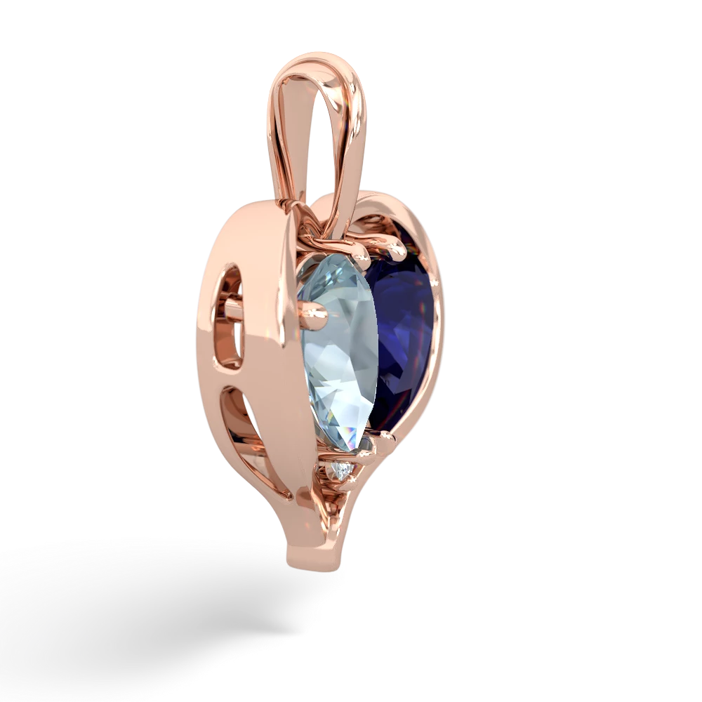 Aquamarine Two Become One 14K Rose Gold pendant P5330