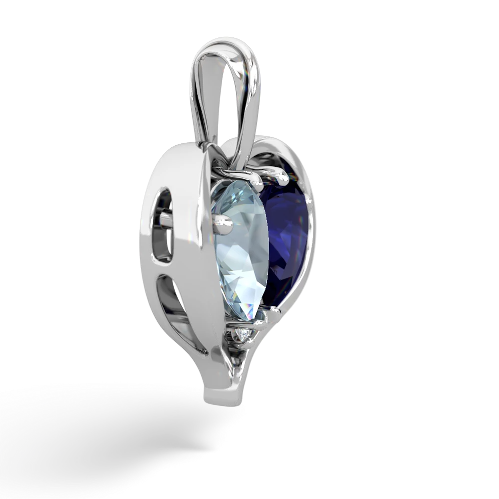 Aquamarine Two Become One 14K White Gold pendant P5330